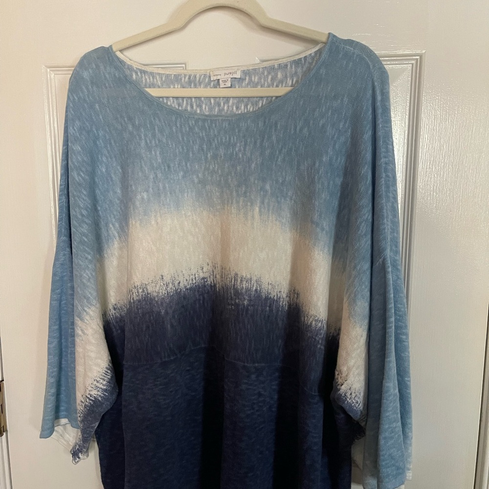 J. Jill Blue and White Women's Sweater
